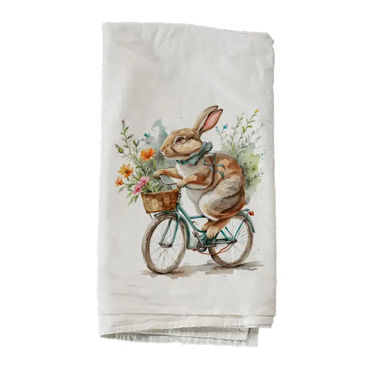 Bunny Flower Delivery Tea Towel