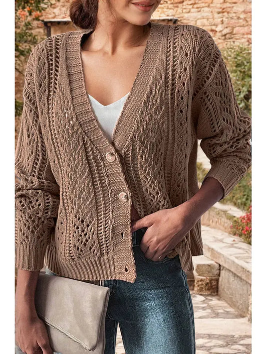 Knit Drop Shoulder Sweater Cardigan