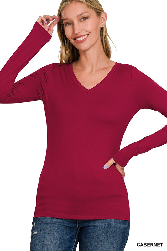 BRUSHED MICROFIBER LONG SLEEVE V-NECK & Crewneck TEE