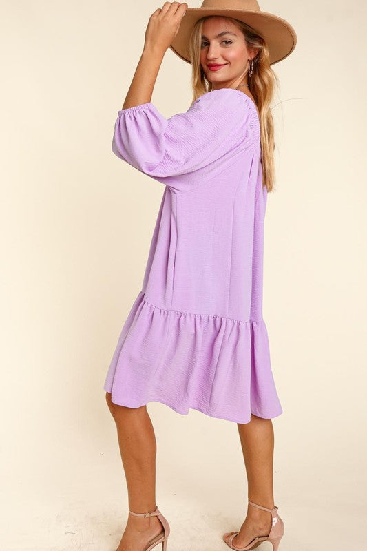 Babydoll lavender dress with side pockets